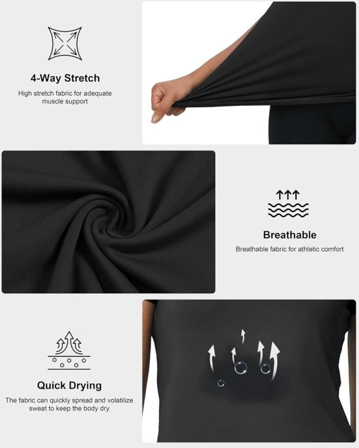 5-Pack Women's Compression Shirts Short Sleeve Workout Tops Athletic Baselayer Quick Dry Gym Yoga Running T-Shirt - Image 5
