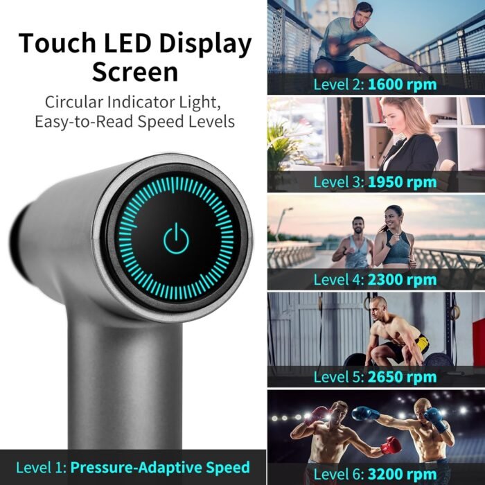 arboleaf Massage Gun, Powerful Massage Gun Deep Tissue, Handheld Percussion Muscle Massager with Portable Travel Case for Athletes, Relax, Gifts, FSA HSA Eligible - Image 5