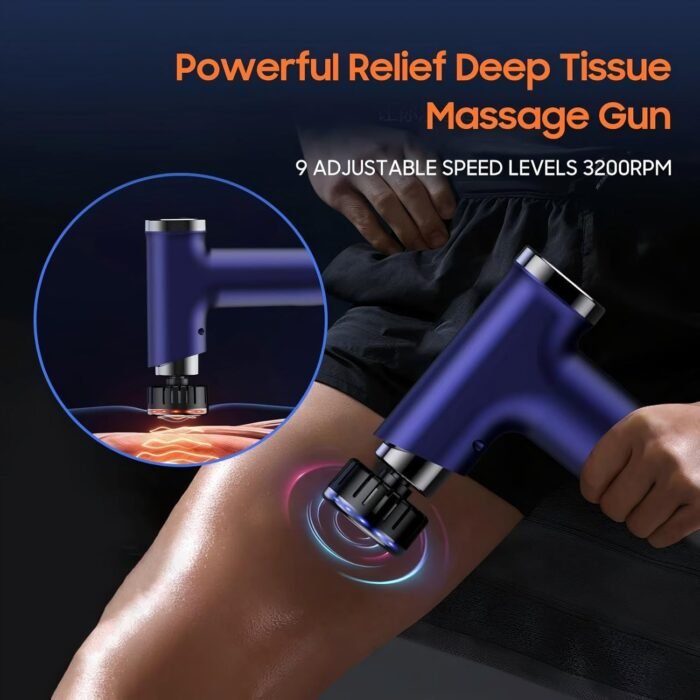 Massage Gun with 9 Replacement Heads, Massage Gun with Heat and Cold, Deep Tissue Massager for Muscle Recovery, Handheld Electric Muscle Massager for Sore Muscles and Back Pain Relief, - Image 5