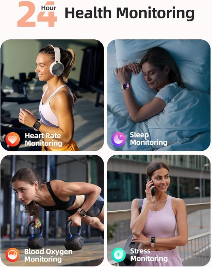 Parsonver Smart Watch, 5ATM Waterproof Swimming Watch, Fitness Activity Tracker with 110+ Sports Modes, Heart Rate/Sleep/SpO2/Calories Monitor, Pedometer, Fitness Watch for Android & iPhone, Rose Gold - Image 5