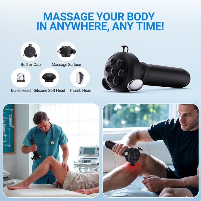 Pro Max Deep Tissue Vibration Therapy Massage Gun, Handheld Muscle Massager, Trigger Point Massage & Back Shoulder and Legs & Full Body Pain Relief with Thumb Head – Gifts for Men & Women - Image 4