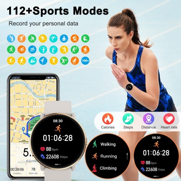Smart Watch for Women Fitness tracker: Make/Answer Call Smart Watches for Women Waterproof Digital Mens watches Running Smartwatch Android Phone iPhone Samsung Compatible Heart Rate Monitor Step - Image 5