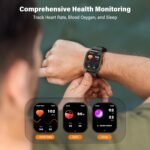 Smart Watch, Activity Tracker, Heart Rate Monitor, Voice Control, Notifications, Cycle Tracking, Time Display, Phone Call, Alarm Clock 2.13‘’ AMOLED 5ATM Waterproof 45mm N M (Tactical, Black) - Image 6