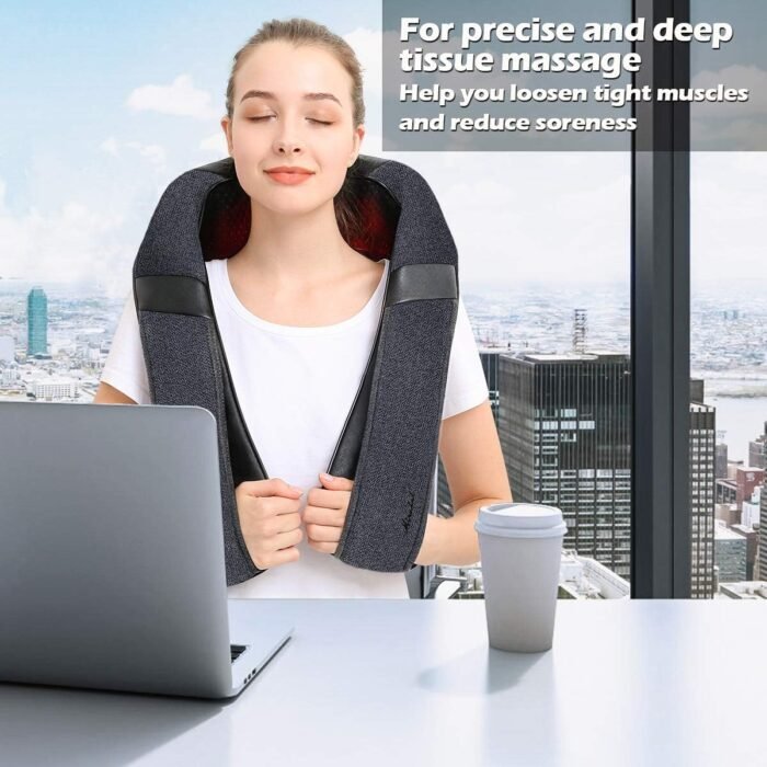 Mirakel Shiatsu Neck & Back Massager with Heat - Deep Tissue Neck, Back & Shoulder Pain Relief - Ergonomic Design Shoulder Massager, Electric Kneading Whole Body Massage Pillow Gifts for Women, Men - Image 5