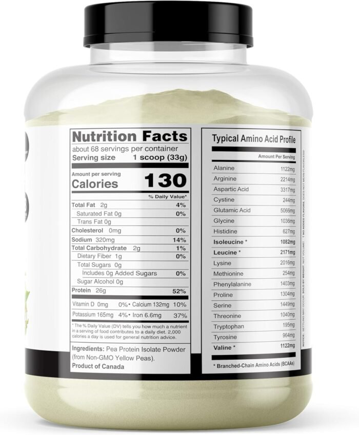It's Just! - 100% Pea Protein, Vegan Plant Based, Grown in Canada, Premium Quality, Smooth Texture, Gluten Free, Keto Friendly (5 Pound, Unflavored) - Image 4