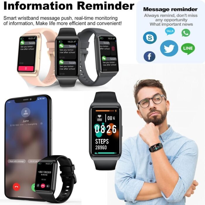 Fitness Tracker with 24/7 Heart Rate, Sleep Tracker 24 Sports Modes Activity Tracker Step Calorie Counter 1ATM Waterproof Smart Watch for Andriod iPhone Women Men (Black) - Image 4