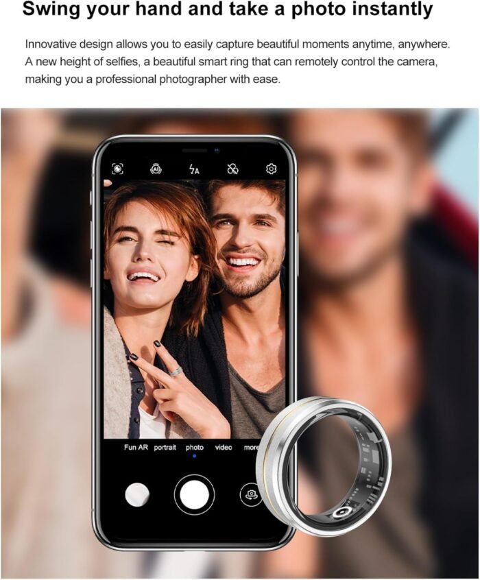 Smart Fitness Tracker for Men and Women, Heart Rate & Blood Oxygen Monitor & Sleep Monitoring, Remote Selfie Control, Waterproof Wearable Smart Ring (8) - Image 7