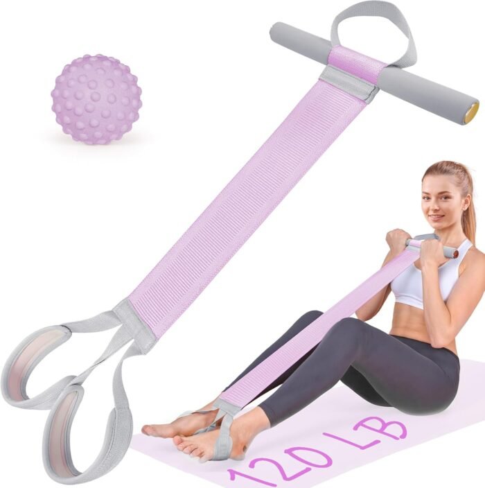 Fabric Resistance Band with Handles, 120lb Full-Body Excercise Band, Non-Slip Elastic Bands for Strength Muscle Training, Stretch Band Workout Equipment for Leg Arm Chest Core Wrist Ankle - Image 2