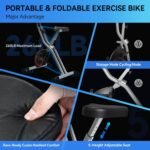 Foldable Exercise Bike for Small Apartments, Stationary Bikes for Home, Indoor Portable Cycling Bike with 16-Level Magnetic Resistance, 260LBS Capacity, 5.5 LBS Flywheel, Designed for Small Space Workout 816 - Image 5