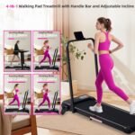 Electric Walking Pad Treadmill with 12% Adjustable Incline and Handle Bar, 3.5HP Small PortableTreadmills for Home Office Small, 4 in 1 Folding Foldable Treadmill with Handles, 0.6-7.6MPH, 350LBS - Image 3