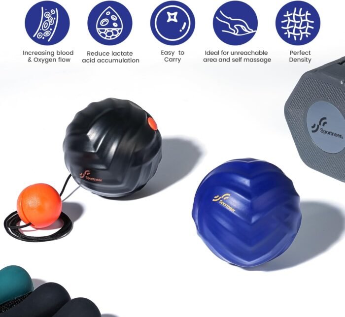 Sportneer Massage Lacrosse Ball with String, Deep Tissue Massager for Back Myofascial Release, Shoulder Trigger Point Therapy & Foot Plantar Fasciitis, Free Relax for Whole Body (Blue) - Image 5