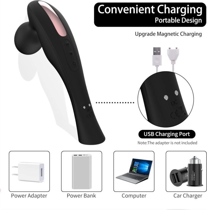 Handheld Cordless Electric Shoulders & Neck Back Massage Tools-20 Vibration Modes and 8 Speeds-Full Body Muscle Tissue Massager-Waterproof & Portable for Muscle Pain Relief & Fatigue.(Black) - Image 7