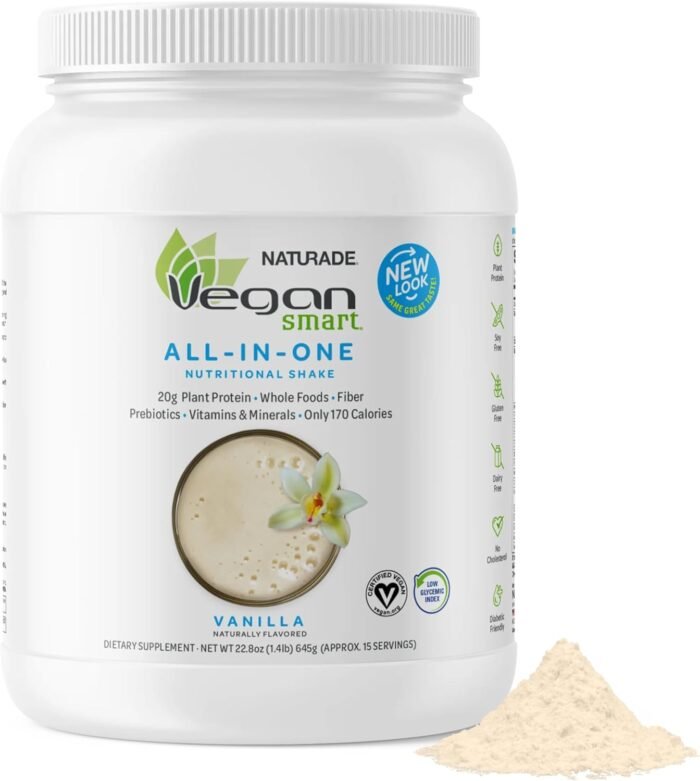Vegansmart Naturade Plant Based Vegan Protein Powder - All-in-One Nutritional Shake Protein Blend - Gluten Free & Non-GMO - Vanilla (15 Servings) - Image 2