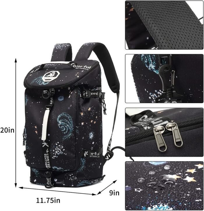 Kalesi Cool Gym Duffle Bag Backpack 4-Way Waterproof with Shoes Compartment for travel Sport Hiking laptop Lightweight - Image 3