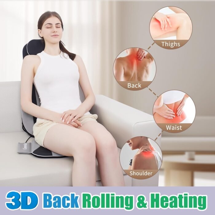 Shiatsu Back Massager with Heat, Massager Chair Pad for Pain Relief Deep Tissue with Smart Timer, Kneading Seat Cushion Vibration for Office, Home, and Travel Use - Image 6