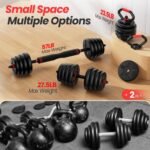 Adjustable Dumbbell Set, 55/70lbs Free Weights with Upgraded Nut, 4 in 1 Weight Set Used as Kettlebells, Barbell, Push Up Stand, Fitness Exercise for Home Gym Suitable for Men/Women - Image 5