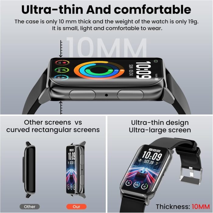 Smart Watch for Men Women (Answer/Make Calls), 1.57" Curved Screen Fitness Tracker IP68 Waterproof with 24/7 Heart Rate/Sleep Monitor, Two Straps Activity Trackers for Android and iPhone - Image 5