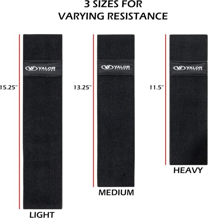 Valor Fitness Hip Bands - Fabric Resistance Glute Training Set, 3- Tension Level for Leg and Hip Mobility -Travel Bag Included - Image 3