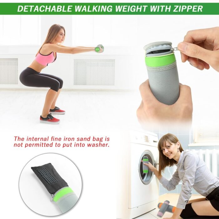 Soft Dumbbell Hand Weights Set for Jogging Running and Physical Therapy Yoga Women Men Workouts,Detachable Walking Weight with Hand Strap and Washable Cover - Image 5