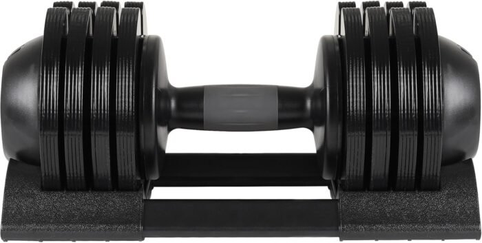 Adjustable Dumbbell Set with 8 Black Plates and Handle Bar, Rubber Coated Dumbbell with Two-Ways Regulation - Image 2