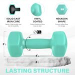 Yes4All Vinyl Hexagon Dumbbell - Dumbbells Set of 2 Hand Weights for Home Gym & Strength Training (2-15 lbs Weight Options) - Image 3