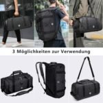 Gym Duffle Bag Backpack Waterproof Sports Duffel Bags Travel Weekender Bag for Men Women Overnight Bag with Shoes Compartment Black - Image 6