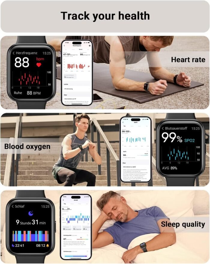 Smart Watch for Men Android & iPhone, Alexa Built-in, 1.8" Touch Screen Fitness Tracker with Answer/Make Calls, IP68 Waterproof Heart Rate/Sleep/SpO2 Monitor, Pedometer, 100+ Sport Modes - Image 5