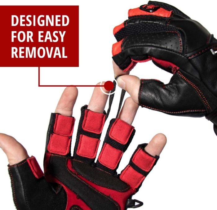 Weightlifting Gloves for Gym Fitness Crossfit Bodybuilding - Workout Gloves for Men & Women - Dominator Leather Crossfit Cross Training Gloves Wrist Strap Wrap - Best Weight Lifting Gloves with Wrist Support for Heavy Lifting - 1 Year Replacement Warranty - Image 6