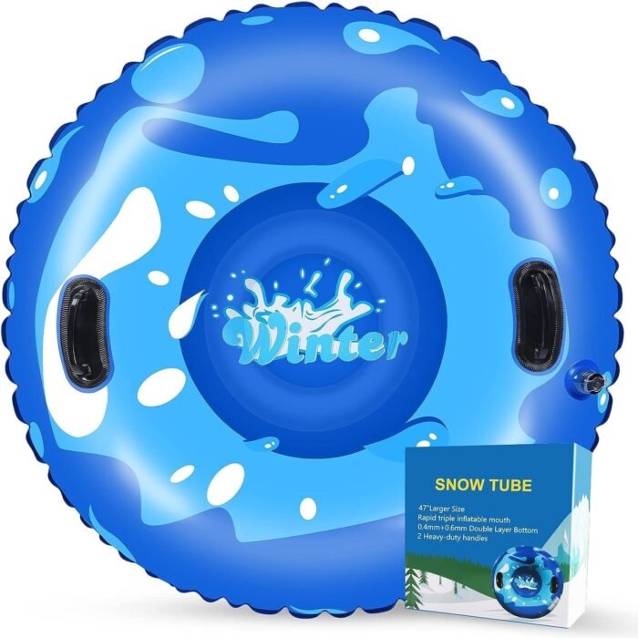 Snow Tube, 47 Inch Cold-Resistant PVC Inflatable Big Snow Sled for Kids and Adults, Thickened Heavy Duty Hard Bottom Sleds Snow with Handles, Winter Toys for Outdoor Sledding Snow Tube Sports - Image 2