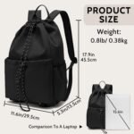 Casual Drawstring Backpack, 20L String Bag Gym Backpacks for Men Women, Water-Resistant Sports Bag Workout Backpack for Beach Swim Hiking Basketball Outdoor Activities Carry Everywhere, Black - Image 3