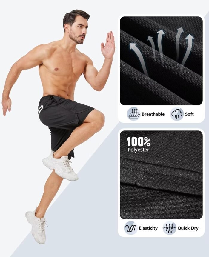 3 Pack Men's 2 In1 Gym Shorts Men with Pockets 7 inch Workout Shorts Men Running Shorts with Liner&Towel Loop - Image 7