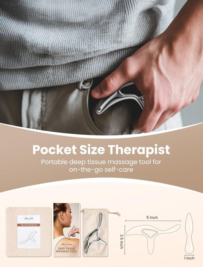 lifechill Trigger Point Massage Tool for Deep Tissue Massage & Gua Sha, Muscle Scraper Tool for Full Body Pain Relief, Thumb Saver Acupressure Tool, FSA HSA Eligible - Image 10