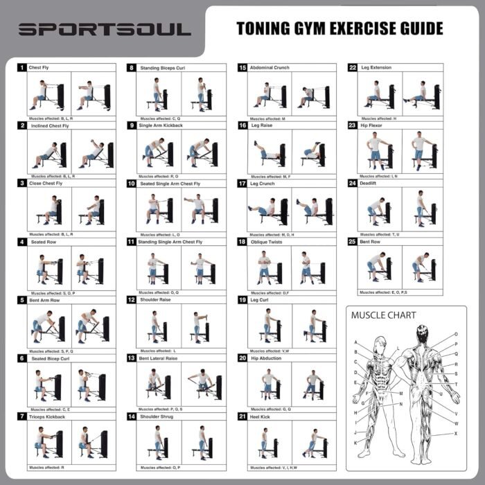 Home Gym Toning Gym Total Body Workout,White,Grey (GWY009) - Image 10
