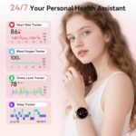 Fitpolo Smart Watches for Women (2 Bands), 1.27" Stylish Smartwatch, IP68 Waterproof Fitness Tracker with Bluetooth Calls (Make/Answer), Heart Rate/SpO2/Sleep Monitor, 7 Days Battery - Pink - Image 5