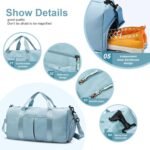 ZGWJ Sports Gym Bag with Wet Pocket & Shoes Compartment, Waterproof Shoulder Weekender Bag for Women and Men Swim Sports Travel Gym Bag Lightweight and easy Carry on Light Blue - Image 6