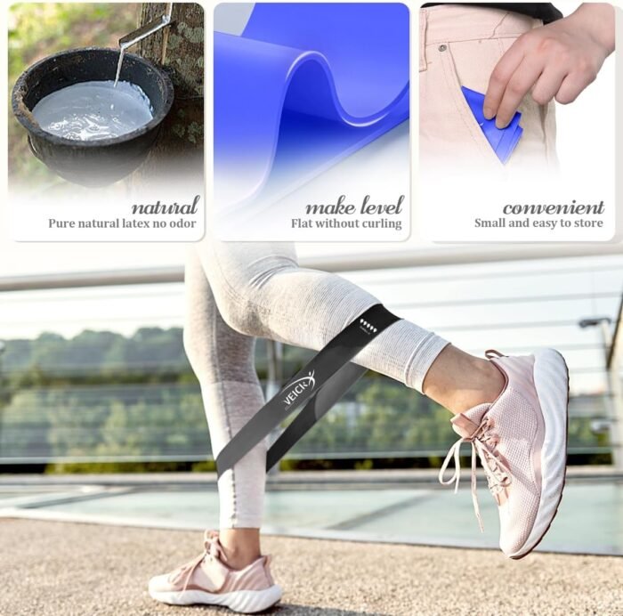 VEICK Resistance Loop Exercise Bands, Elastic Workout Bands for Men Women, Set of 5 Different Resistance Levels Stretch Band for Home Fitness Stretching Strength Training Physical Therap - Image 5