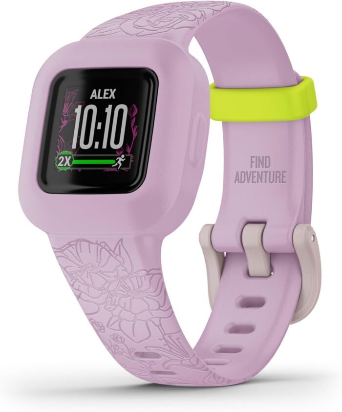 Garmin vivofit jr. 3, Fitness Tracker for Kids, Includes Interactive App Experience, Swim-Friendly, Up To 1-year Battery Life, Lilac Floral - Image 2