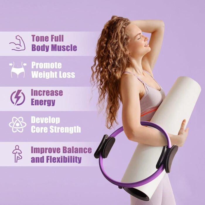 Pilates Ring Fitness Trainer, Pilates Ring Fitness Circle 14.96" Yoga Rings Magic Circle for Toning Arms, with Dual Padded Handles Exercise Resistance Equipment, Pilates Ring Magic - Image 4