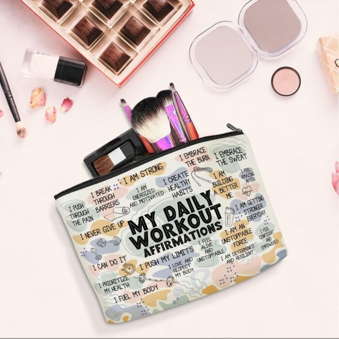 Daily Affirmations for Women Makeup Bag Workout Gifts for Women Encouragement Inspirational Mental Health Gifts for Female Friend Coworker Birthday Friendship Mothers Day Nurse Day Travel Toiletry Bag - Image 5