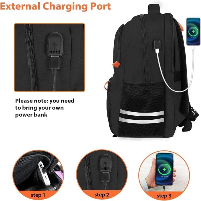 Ytonet Gym Backpack For Men Women, Travel Sports Track Bag With Shoe Compartment USB Charging Port, Large Workout Laptop Backpack Water Resistant College Bag Fit 15.6 Inch, Camping, Black - Image 8