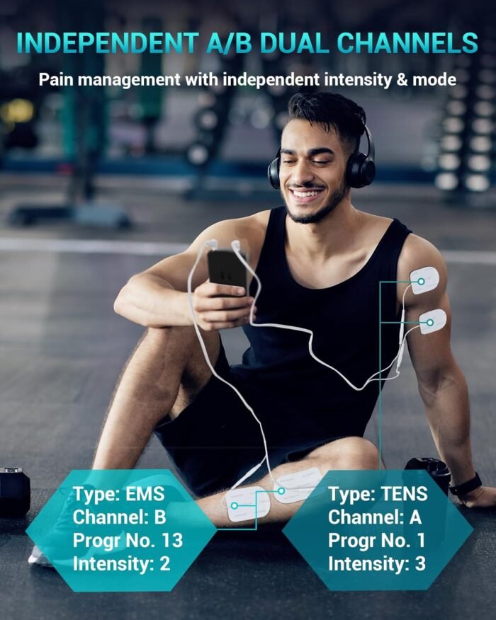 Comfytemp TENS Unit Muscle Stimulator for Pain Relief Therapy, FSA HSA Eligible TENS Machine with 24 Modes and DIY, Dual Channel EMS Unit, Pulse Muscle Massager for Back, Shoulder, Sciatica, Knee - Image 6