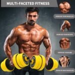 VIVITORY Dumbbell Sets Adjustable Weights, 44 to 66 Lbs, Free Weights Dumbbells Set with Connector, Neoprene Coating Adjustable Dumbbell Set, Dumbbells Weights Set for Home Gym, Cast Iron, Matte Finish - Image 3