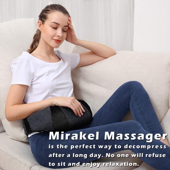 Mirakel Shiatsu Neck & Back Massager with Heat - Deep Tissue Neck, Back & Shoulder Pain Relief - Ergonomic Design Shoulder Massager, Electric Kneading Whole Body Massage Pillow Gifts for Women, Men - Image 4