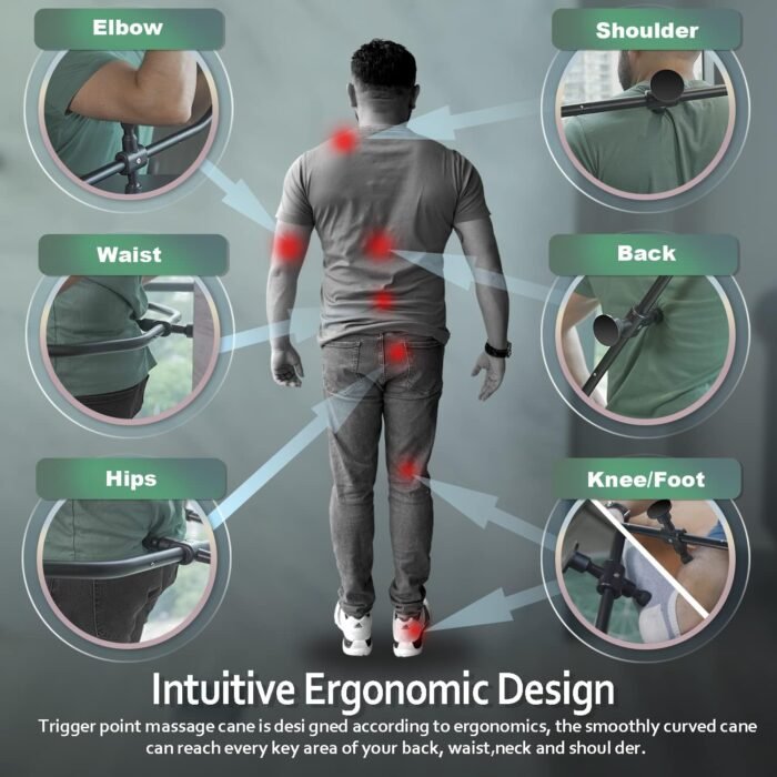 Strict Trigger Point Massage Cane Back and Neck Massager for Muscle Pain Relief and Self-Massage Therapy ，Handheld Back, Neck, Shoulder, Leg ，Foot， Full Body Deep Tissue Pressure Point Tool （ Black） - Image 6
