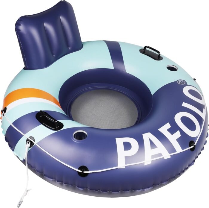 Inflatable River Tube Float, 53‘’Pool Float Adult, River Tubes for Floating Heavy Duty with Mesh Bottom, Water Tubes for Beach Lake Rafting, Comfortable Backrest & Cup Holders,450 lbs Weight Capacity - Image 9