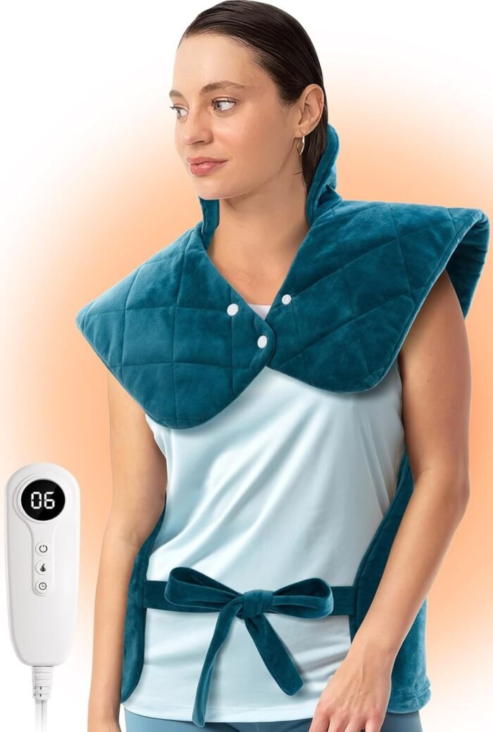 Weighted Electric Heating Pad for Neck, Shoulders and Back Pain Relief | Father's Day Gifts for Dad Husband,Gifts for Men Women, Birthday, Christmas | Fast Heating, 6 Heat Settings, 4 Timers, Auto‑Off - Image 10