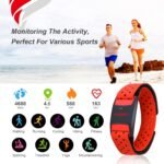FITCENT Heart Rate Monitor Armband, Bluetooth ANT+ Optical Heart Rate Sensor Arm Band, Rechargeable Fitness Tracker for Peloton Strava Zwift Polar Beat DDP Yoga Wahoo Fitness (Red) - Image 8