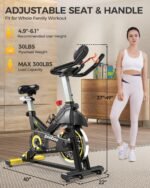 pooboo Exercise Bike, Adjustable Magnetic/Brake Pad Resistance Silent Belt Drive, Indoor Cycling Bike for Home Cardio, Fitness Stationary Bike with 350lbs/300lbs Weight Capacity &Upgraded Version Seat - Image 6