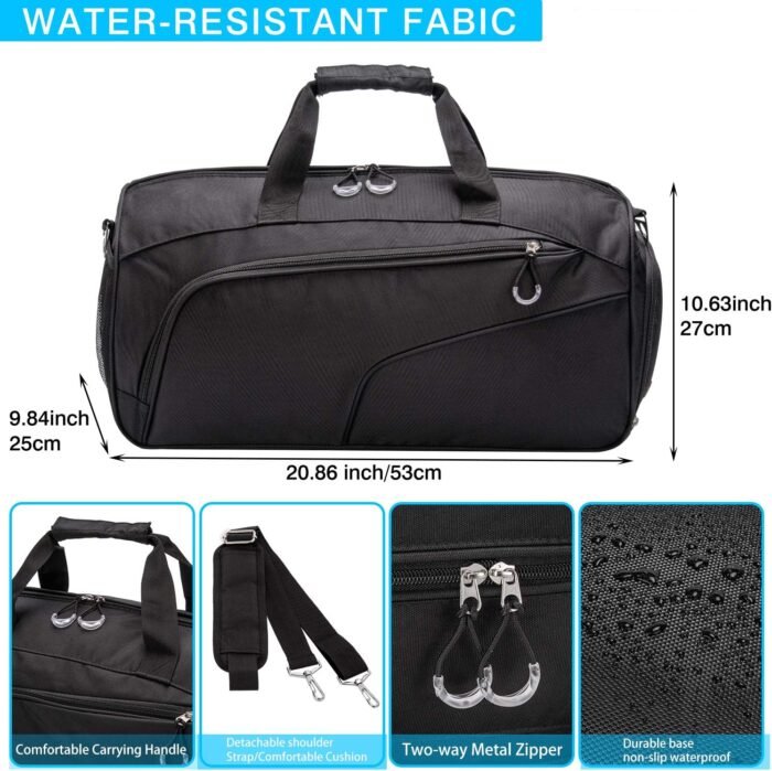 Kuston Sports Gym Bag with Shoes Compartment &Wet Pocket Gym Duffel Bag Overnight Bag for Men and Women - Image 5