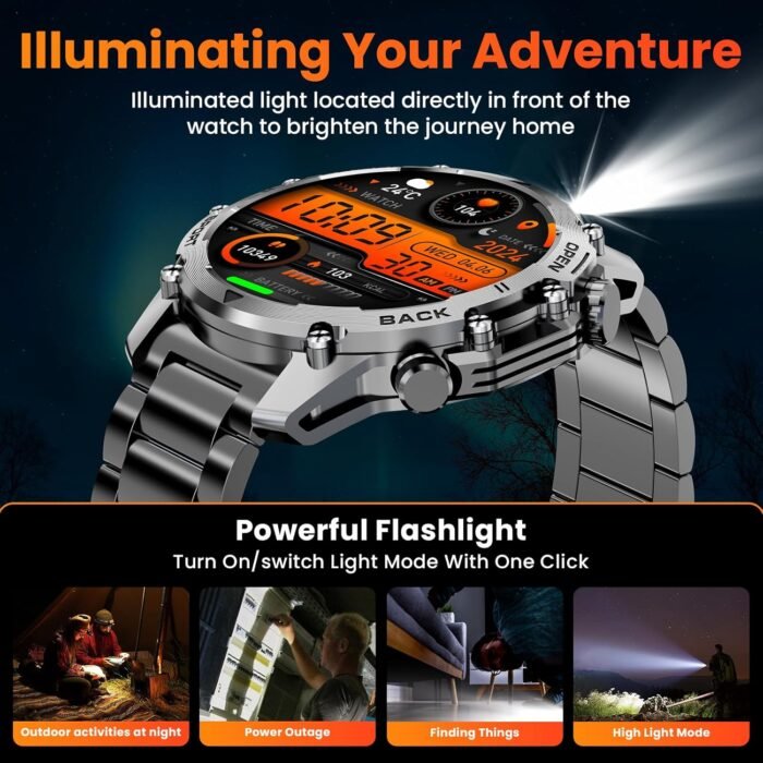 Hwagol Smart Watch Gifts for Dad(Calls/Answer),1.52'' Military Smart Watches for Men for Android iPhone,100+ Sport Modes/Heart Rate/Sleep Monitor Fitness Tracker,Two Accessories and Three Bands Kits - Image 6